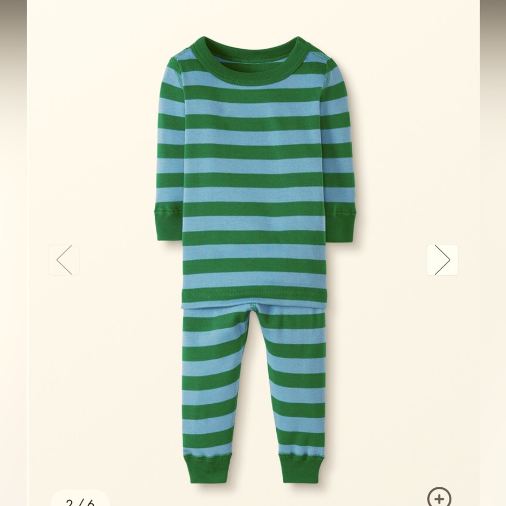 Hanna Andersson blue/green striped pajama set